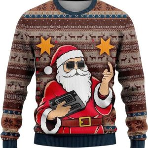 Santa & Jesus Ugly Christmas Sweaters,…