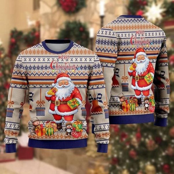 Men’s Ugly Christmas Sweaters, Santa Claus Mens Sweater For Men And Women