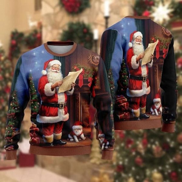 Men’s Ugly Christmas Sweaters, Santa Claus Crewneck Sweatshirt For Christmas