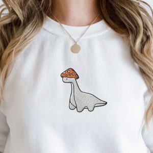 Embroidered Mushroom Dinosaur Sweatshirt, Mushroom Dinosaur…