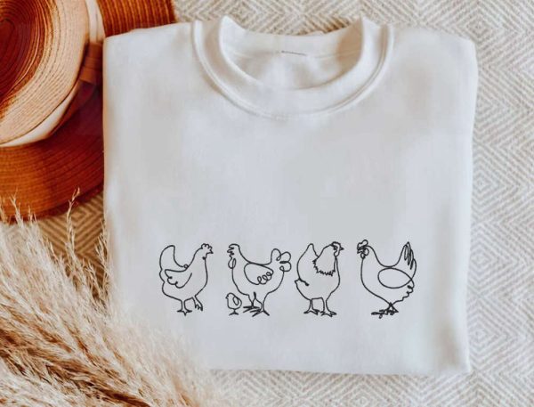 Embroidered Chicken Sweatshirt, Animal Lover Gift, Gift For Chicken Lover