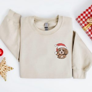 Embroidered Christmas Dog Sweatshirt, Embroidered Poodle…