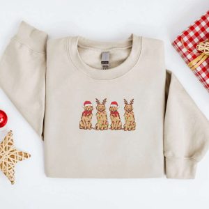 Embroidered Christmas Dog Sweatshirt, Golden Retriever…