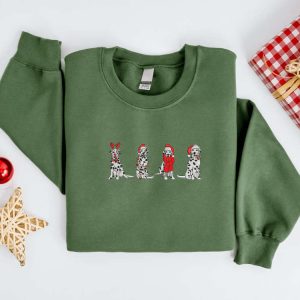 Embroidered Christmas Dog Sweatshirt, Embroidered Dalmatian…