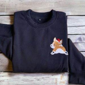 Embroidered Christmas Dog Sweatshirt Embroidered Corgi…