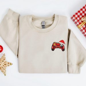 Embroidered Christmas Game Sweatshirt Embroidered Gamer…