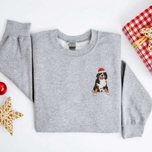 Embroidered Christmas Dog Sweatshirt Embroidered Bernese…