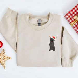 Embroidered Christmas Dog Sweatshirt, Black Lab…