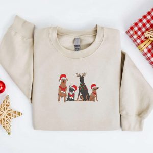 Embroidered Christmas Dog Sweatshirt, Dog Santa…