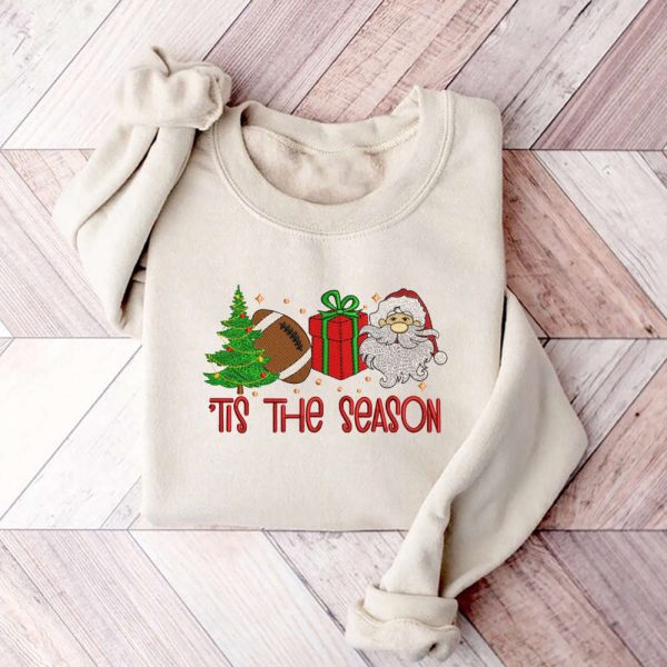 Tis The Season Christmas Tree Machine Embroidery Sweatshirt, Santa Gifts