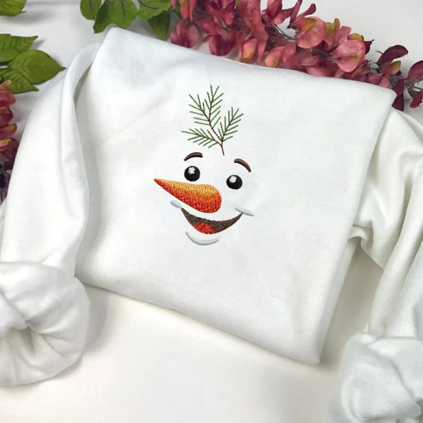 Christmas Snowman Face Machine Embroidery Sweatshirt, Best Gift For Men And Women