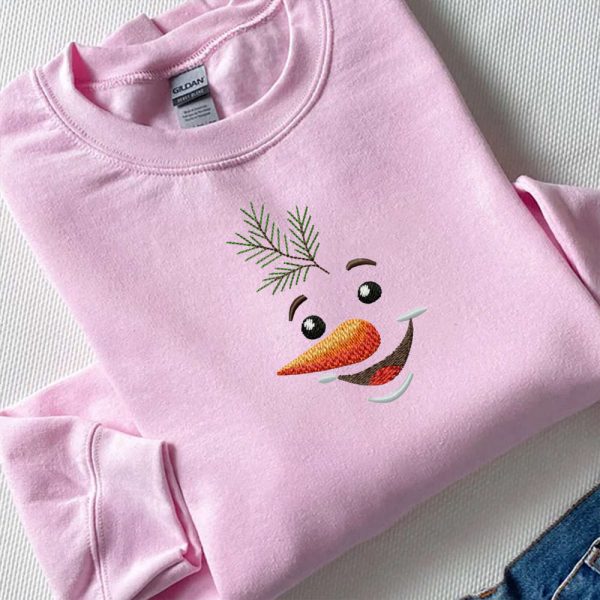 Christmas Snowman Face Machine Embroidery Sweatshirt, Best Gift For Men And Women