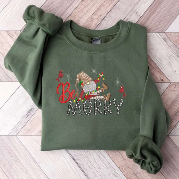 Christmas Gnomes Machine Embroidery Sweatshirt, Best Gift For Christmas