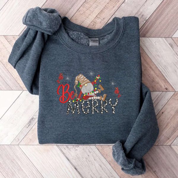 Christmas Gnomes Machine Embroidery Sweatshirt, Best Gift For Christmas