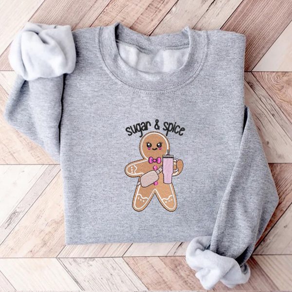 Christmas Gingerbread Man Embroidery Sweatshirt, Best Gift For Family