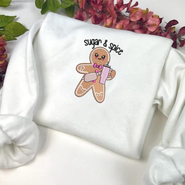 Christmas Gingerbread Man Embroidery Sweatshirt, Best Gift For Family