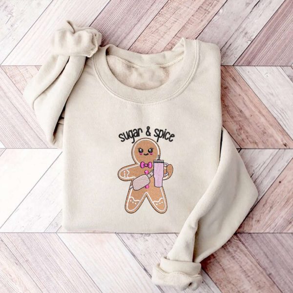 Christmas Gingerbread Man Embroidery Sweatshirt, Best Gift For Family