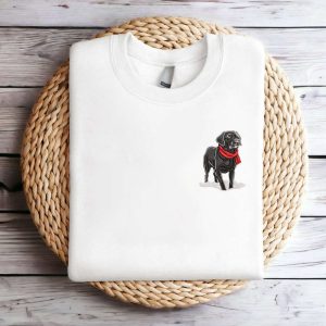 Embroidered Christmas Dog Sweatshirt, Black Labrador…