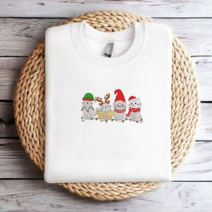 Embroidered Christmas Cat Sweatshirt, Meowy Santa…