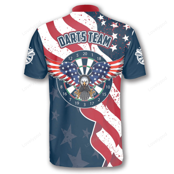 3D All Over Print Eagle Waving Flag Custom Darts Jerseys for Men, Flag American Dart Shirt
