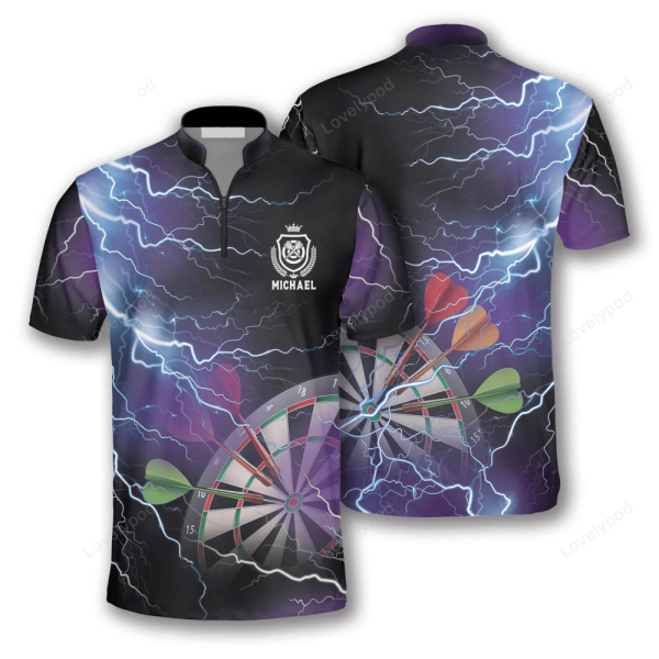 3D All Over Print Thunder Lightning Custom Darts Jerseys for Men, Best Shirt for Dart Player