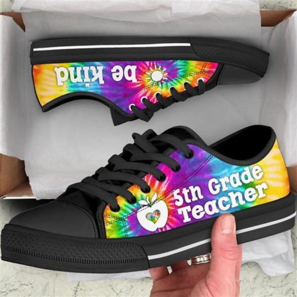 5st Grade Teacher Bekind Tie Dye Canvas Low Top Shoes – Low Top Shoes Mens, Women