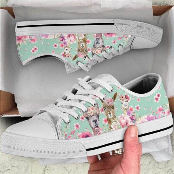 Alpaca Flower Watercolor Low Top Shoes – Low Top Shoes Mens, Women