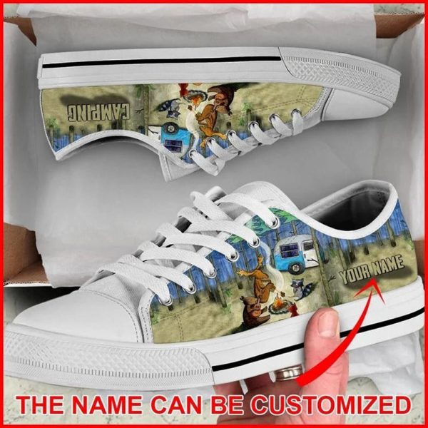 Animal Camping Personalized Canvas Low Top Shoes – Low Top Shoes Mens, Women