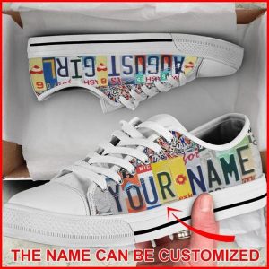 August Girl License Plates Personalized Canvas Low Top Shoes Low Top Shoes Mens Women 2 ghjxdf.jpg