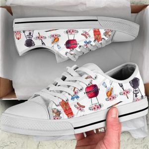 Barbeque Flower Watercolor Low Top Shoes…