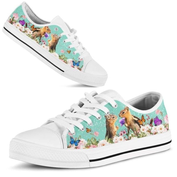 Beautiful Couple Squirrel Love Flower Watercolor Low Top Shoes – Low Top Shoes Mens, Women