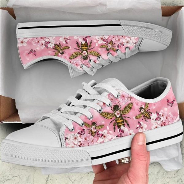 Bee Cherry Blossom Low Top Shoes – Low Top Shoes Mens, Women