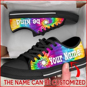 Bekind Tie Dye Personalized Canvas Low Top Shoes Low Top Shoes Mens Women 1 mvucry.jpg