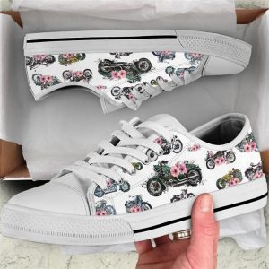 Biker Flower Watercolor Low Top Shoes…
