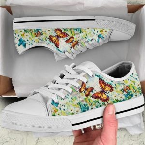 Butterfly Flower Oil Painting Canvas Low Top Shoes Low Top Shoes Mens Women 2 qmeplq.jpg