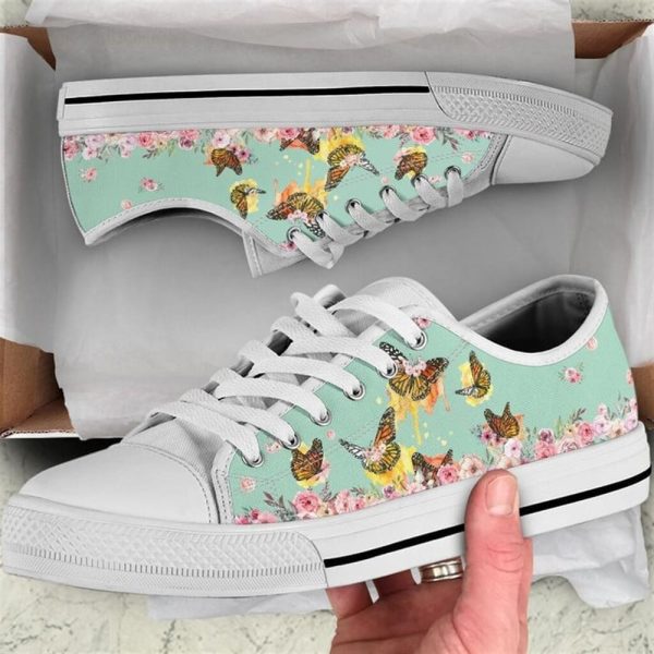 Butterfly Flower Watercolor Low Top Shoes – Low Top Shoes Mens, Women