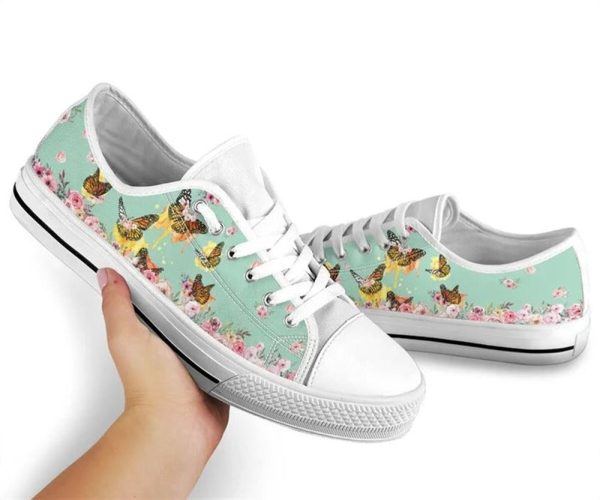 Butterfly Flower Watercolor Low Top Shoes – Low Top Shoes Mens, Women