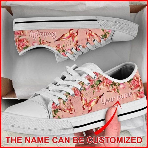 Butterfly Rose Personalized Canvas Low Top Shoes – Low Top Shoes Mens, Women