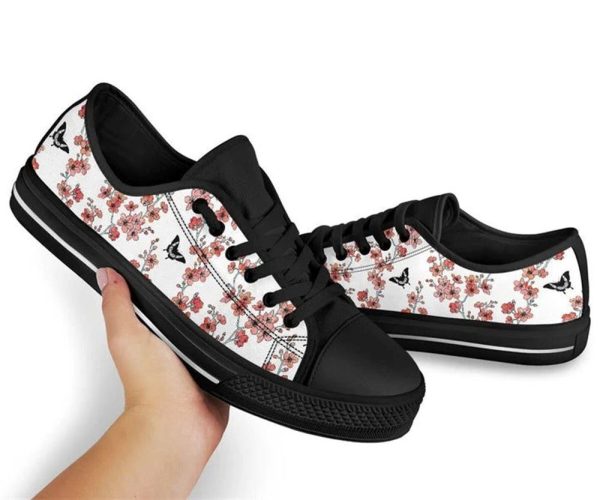 Butterfly Sakura Cherry Blossom Low Top Shoes – Low Top Shoes Mens, Women