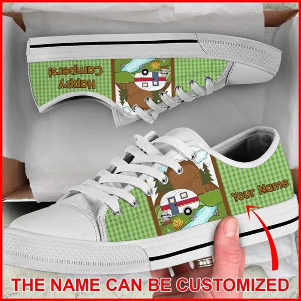 Camping Happy Campers Personalized Canvas Low Top Shoes – Low Top Shoes Mens, Women