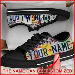 Camping Lady License Plates Personalized Canvas Low Top Shoes Low Top Shoes Mens Women 1 td89v2.jpg