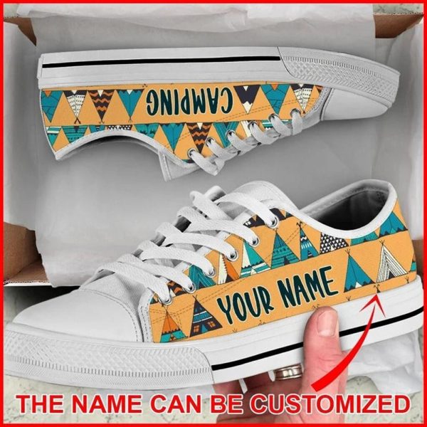 Camping Tents Native American Personalized Canvas Low Top Shoes – Low Top Shoes Mens, Women