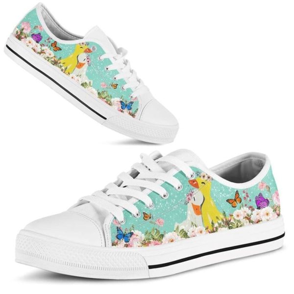 Couple Duck Love Flower Watercolor Low Top Shoes – Low Top Shoes Mens, Women