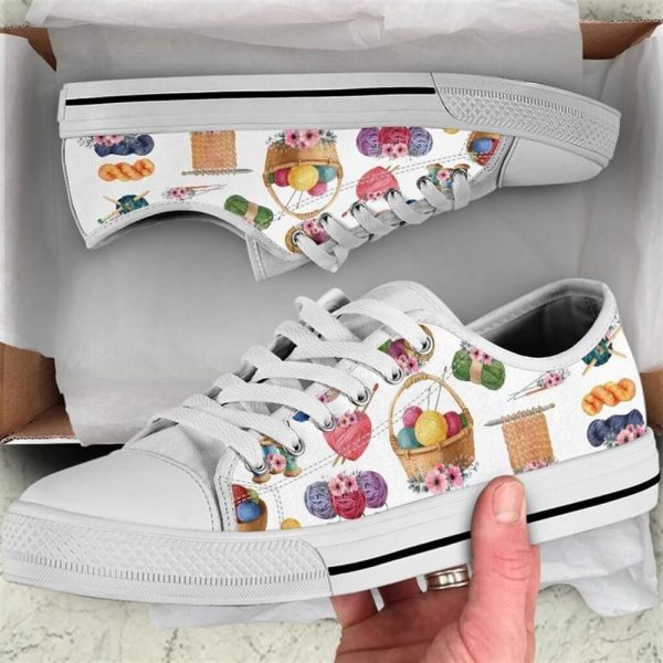 Crochet Hobby Flower Watercolor Low Top Shoes – Low Top Shoes Mens, Women