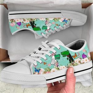 Cute Couple Alligator Love Flower Watercolor Low Top Shoes Low Top Shoes Mens Women 1 vf1o55.jpg