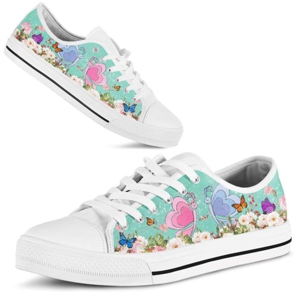Cute Couple Butterfly Love Flower Watercolor Low Top Shoes – Low Top Shoes Mens, Women