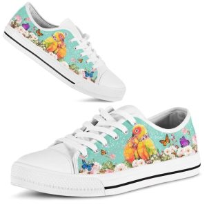 Cute Couple Parrot Love Flower Watercolor Low Top Shoes Low Top Shoes Mens Women 2 mptbrw.jpg