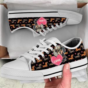 Dachshund Dog Love You Funny Pattern Seamless Canvas Low Top Shoes Low Top Shoes Mens Women 2 iclybk.jpg