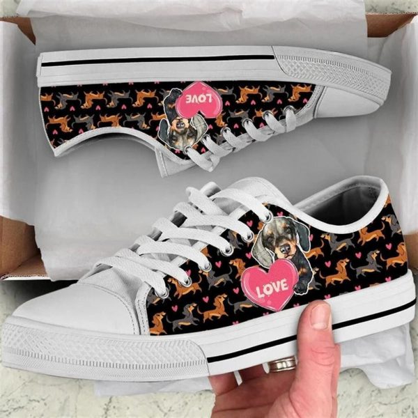 Dachshund Dog Love You Funny Pattern Seamless Canvas Low Top Shoes – Low Top Shoes Mens, Women