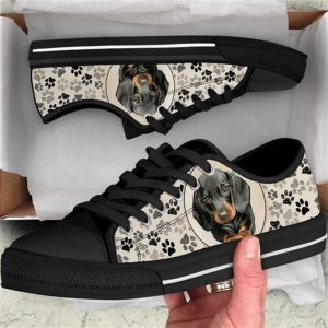 Dachshund Dog Pattern Brown Canvas Low Top Shoes Low Top Shoes Mens Women 1 udw5by.jpg